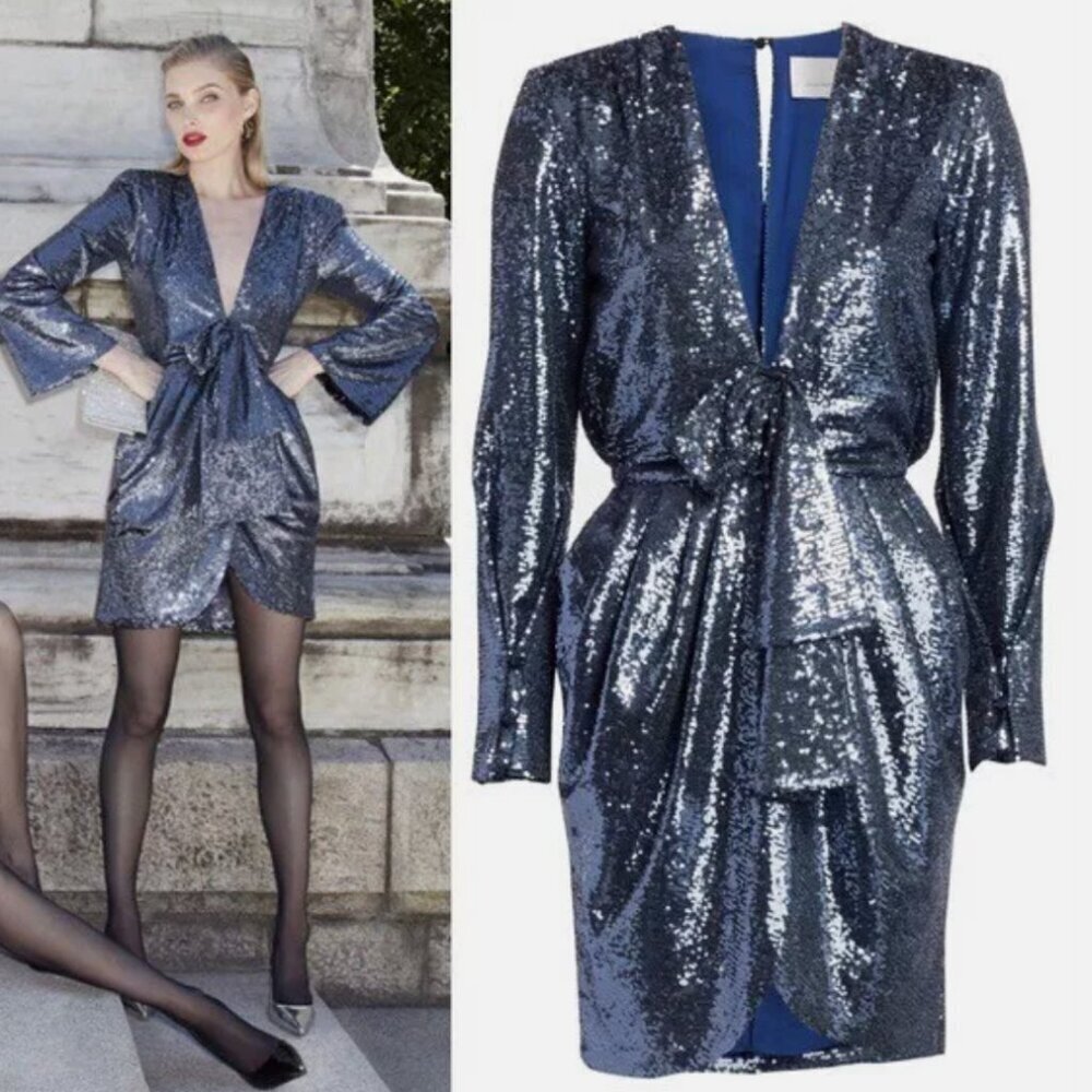 Cinq a Sept Blue Sequin Dress Cocktail Formal Party Mini 6